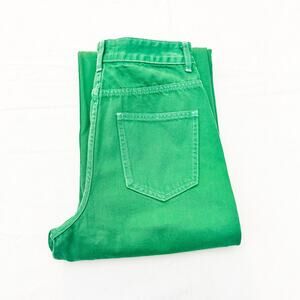Glassons Green Contrast Stitch Wide Leg Colored Denim Jeans Size 8